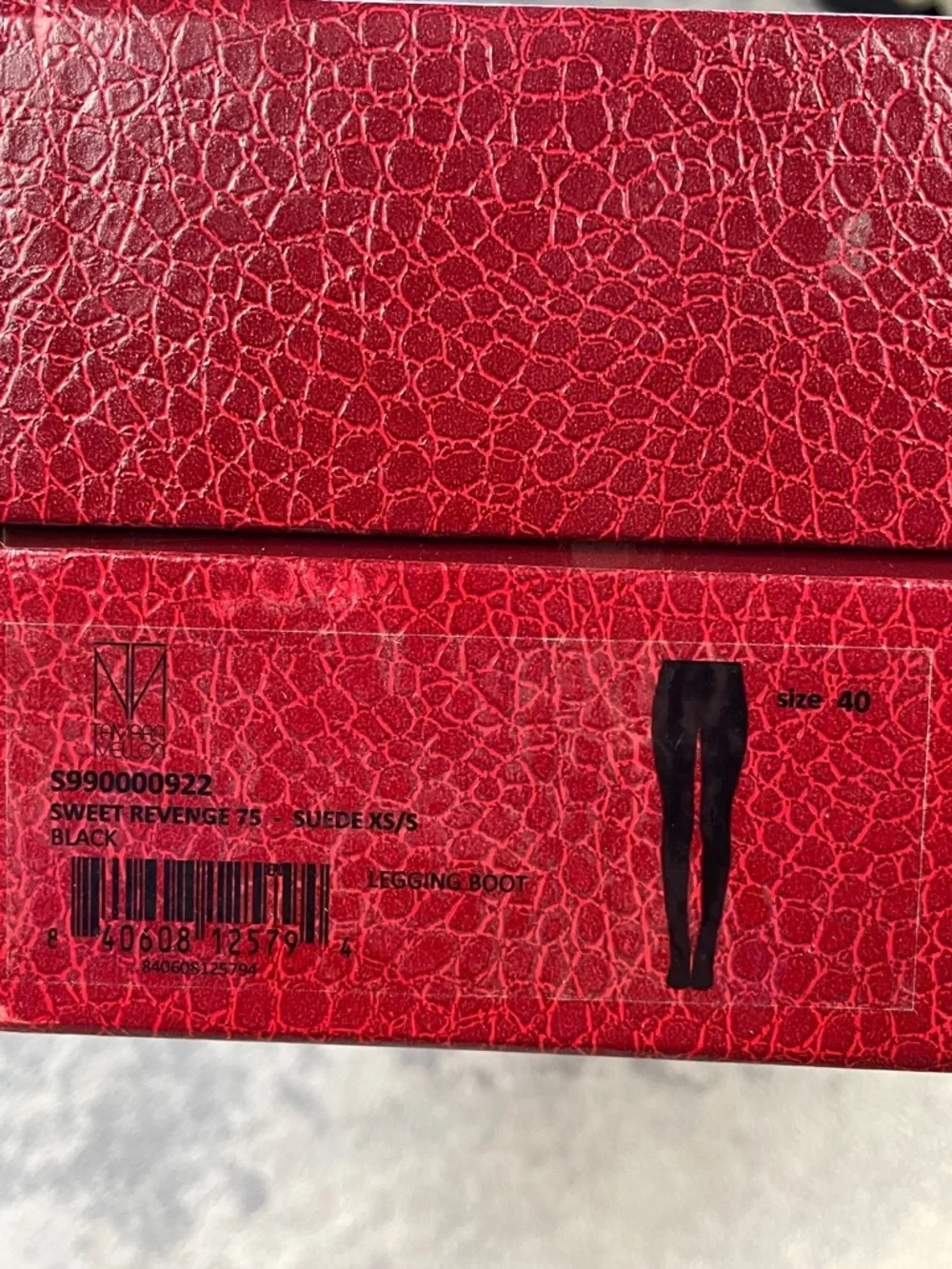 NIB Tamara Mellon Sweet Revenge 75 Black Suede Legging Boots Sz 40 XS/S
